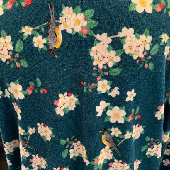 LuLaRoe Women's S RARE strawberry blossom yellow bird Sarah open front duster - Picture 4 of 8